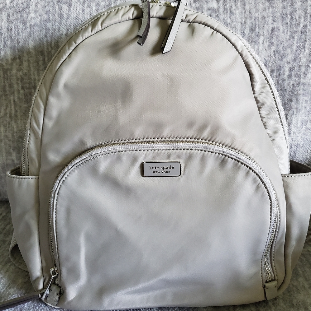 Kate Spade Large Dawn Nylon Backpack Taupe Gray